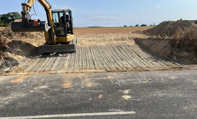 Réalisation d’un entrée de terrain avec passage busé sur la commune de LE FOUSSERET 31, Carbonne, Garonne TP